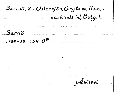 Bild på arkivkortet för arkivposten Barnsö
