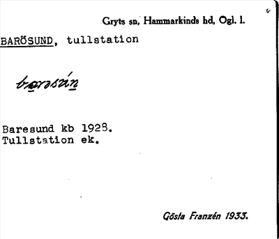 Bild på arkivkortet för arkivposten Barösund