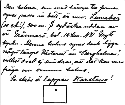 Bild på baksidan av arkivkortet för arkivposten *Bergholmen