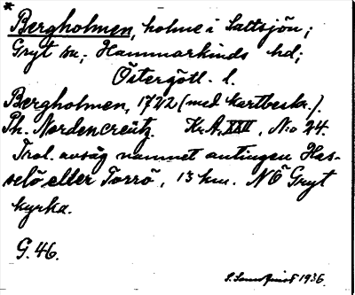 Bild på arkivkortet för arkivposten *Bergholmen