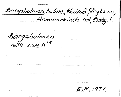 Bild på arkivkortet för arkivposten Bergsholmen