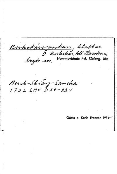Bild på arkivkortet för arkivposten Birkskärssankan