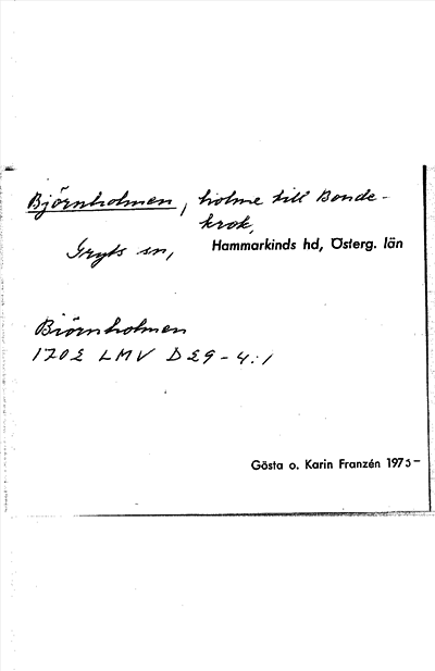 Bild på arkivkortet för arkivposten Björnholmen