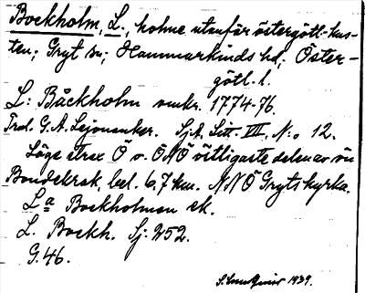 Bild på arkivkortet för arkivposten Bockholm, L.