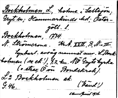 Bild på arkivkortet för arkivposten Bockholmen, L.