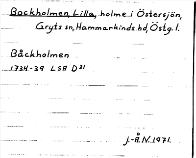 Bild på arkivkortet för arkivposten Bockholmen, Lilla