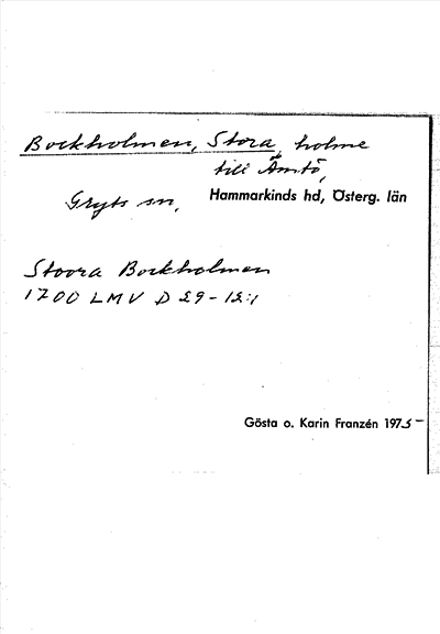 Bild på arkivkortet för arkivposten Bockholmen, Stora