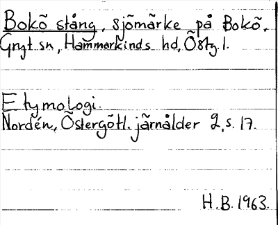 Bild på arkivkortet för arkivposten Bokö stång