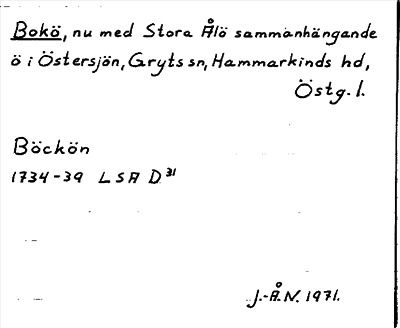 Bild på arkivkortet för arkivposten Bokö