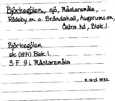 Bild på arkivkortet för arkivposten Björkegölen