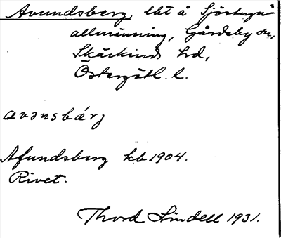 Bild på arkivkortet för arkivposten Avundsberg