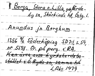 Bild på arkivkortet för arkivposten Berga, Stora o. Lilla