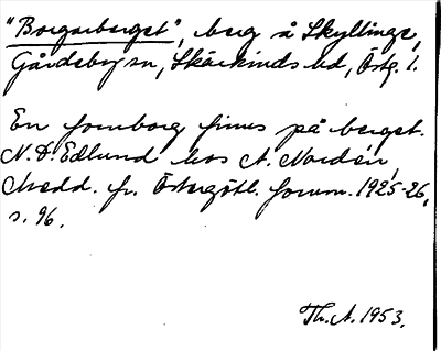 Bild på arkivkortet för arkivposten »Borgarberget»