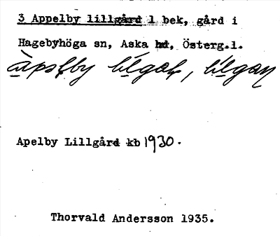 Bild på arkivkortet för arkivposten Appelby lillgård