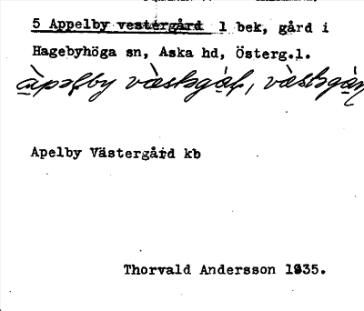 Bild på arkivkortet för arkivposten Appelby vestergård