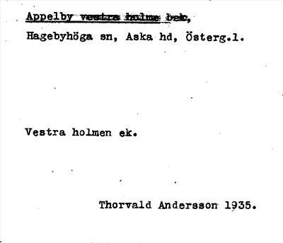 Bild på arkivkortet för arkivposten Appelby vestra holme