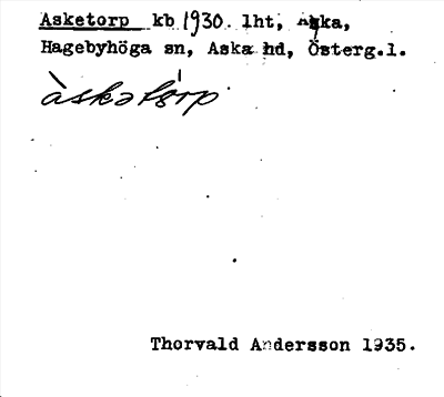 Bild på arkivkortet för arkivposten Asketorp