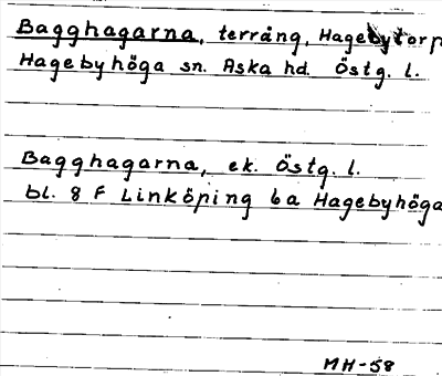 Bild på arkivkortet för arkivposten Bagghagarna