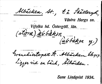 Bild på arkivkortet för arkivposten Albäcken, St.