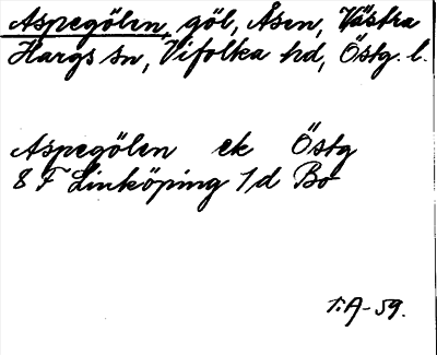 Bild på arkivkortet för arkivposten Aspegölen