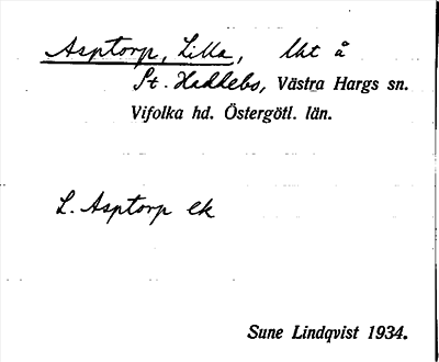 Bild på arkivkortet för arkivposten Asptorp, Lilla