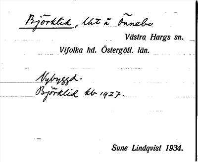 Bild på arkivkortet för arkivposten Björklid