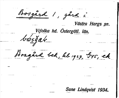 Bild på arkivkortet för arkivposten Bosgård
