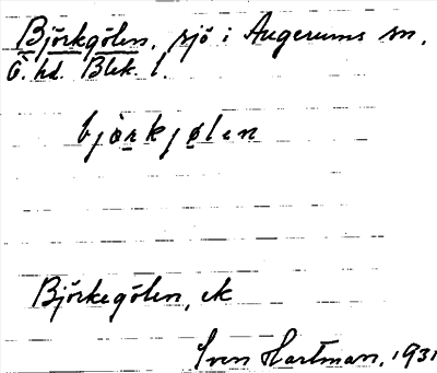 Bild på arkivkortet för arkivposten Björkgölen