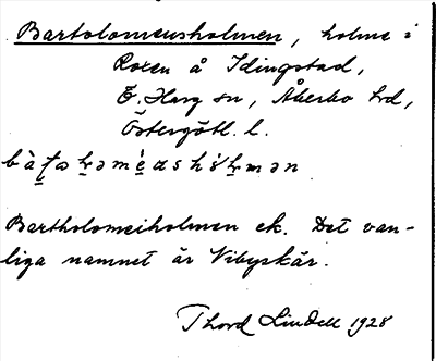 Bild på arkivkortet för arkivposten Bartolomeusholmen