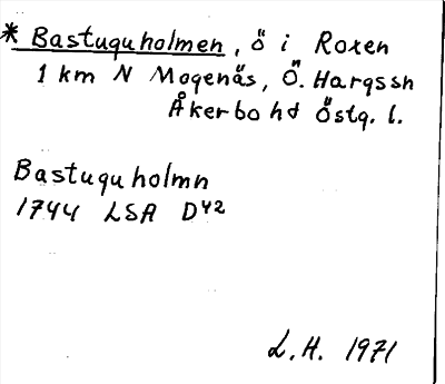 Bild på arkivkortet för arkivposten *Bastuguholmen