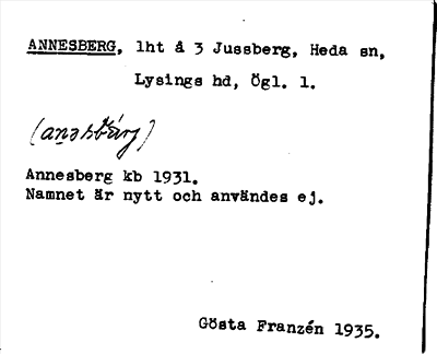 Bild på arkivkortet för arkivposten Annesberg