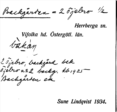 Bild på arkivkortet för arkivposten Backgården = Öjebro
