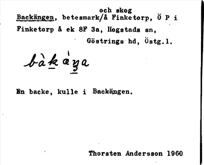 Bild på arkivkortet för arkivposten Backängen