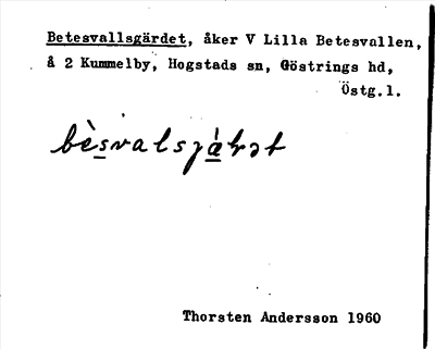 Bild på arkivkortet för arkivposten Betesvallsgärdet