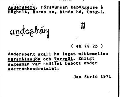 Bild på arkivkortet för arkivposten Andersberg