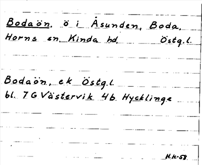 Bild på arkivkortet för arkivposten Bodaön