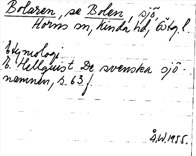 Bild på arkivkortet för arkivposten Bolaren, se Bolen