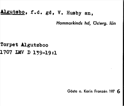 Bild på arkivkortet för arkivposten Algutsbo