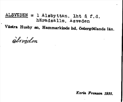 Bild på arkivkortet för arkivposten Alsveden