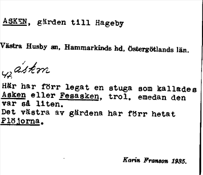 Bild på arkivkortet för arkivposten Asken