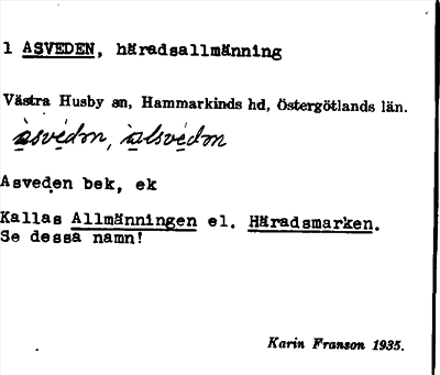 Bild på arkivkortet för arkivposten Asveden