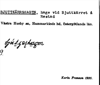 Bild på arkivkortet för arkivposten Bjuttkärrshagen
