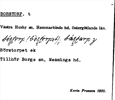 Bild på arkivkortet för arkivposten Borstorp