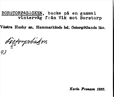Bild på arkivkortet för arkivposten Borstorpabacken