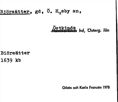 Bild på arkivkortet för arkivposten Björsätter