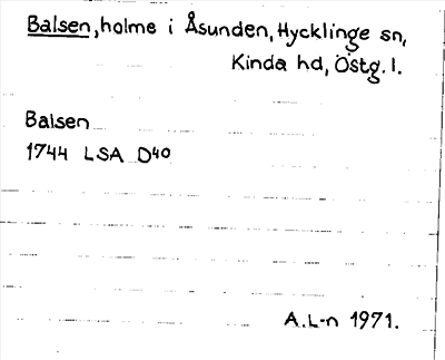 Bild på arkivkortet för arkivposten Balsen