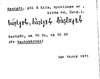 Bild på arkivkortet för arkivposten Bastgöl