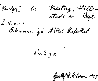 Bild på arkivkortet för arkivposten »Balja»