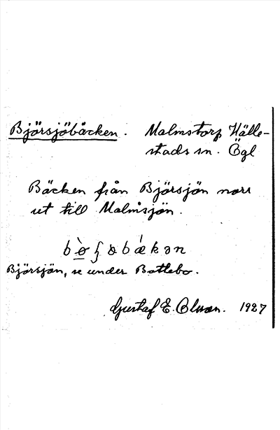 Bild på arkivkortet för arkivposten Björsjöbäcken