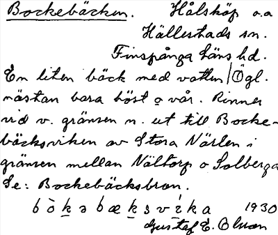 Bild på arkivkortet för arkivposten Bockebäcken